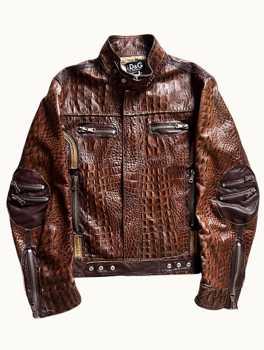 Dolce & Gabbana Dolce & Gabbana Crocodile-Effect Leather Utility Jacket A/W 2005