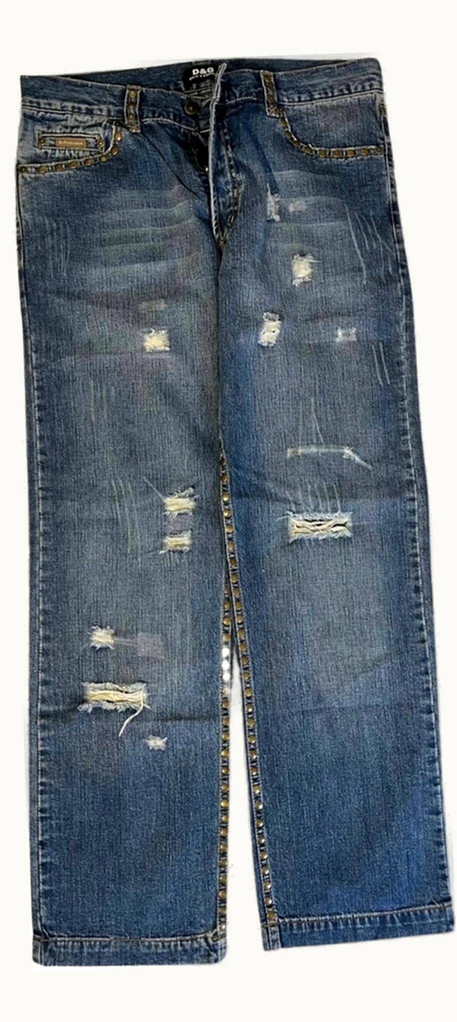 Dolce & Gabbana Dolce & Gabbana Distressed Embroidered Tiger Jeans S/S 2005