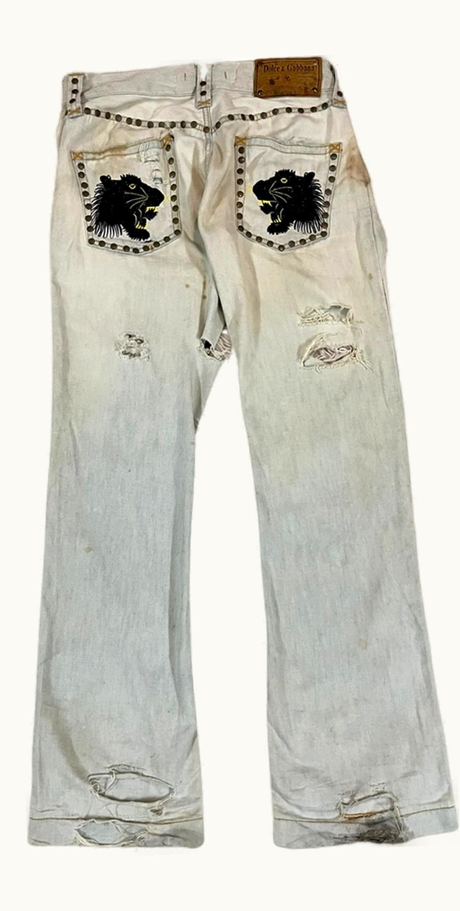 Dolce & Gabbana Dolce & Gabbana Distressed Leopard Jeans S/S 2006