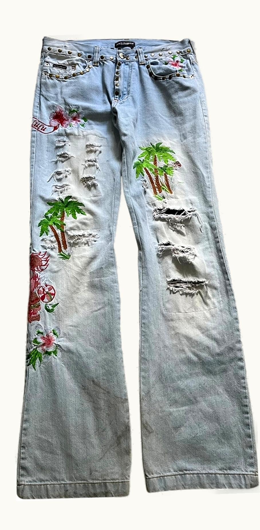 Dolce & Gabbana Dolce & Gabbana Hawaii Embroidered Studded Jeans S/S 2006