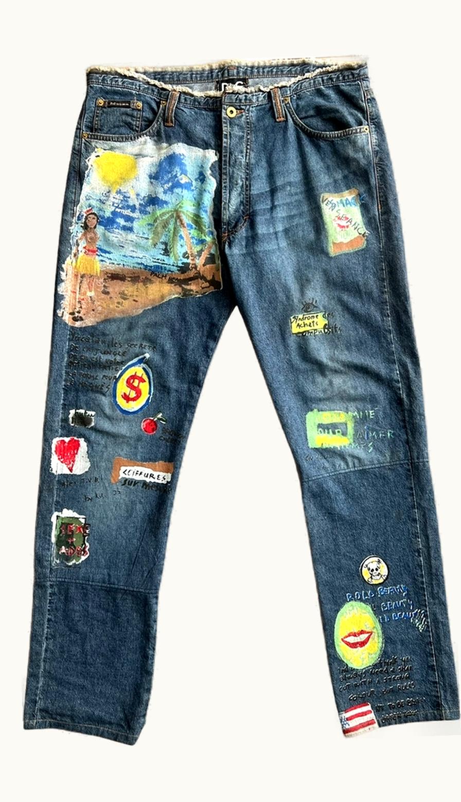 Dolce & Gabbana Hand Painted Travel Suitcase Jeans S/S 2008
