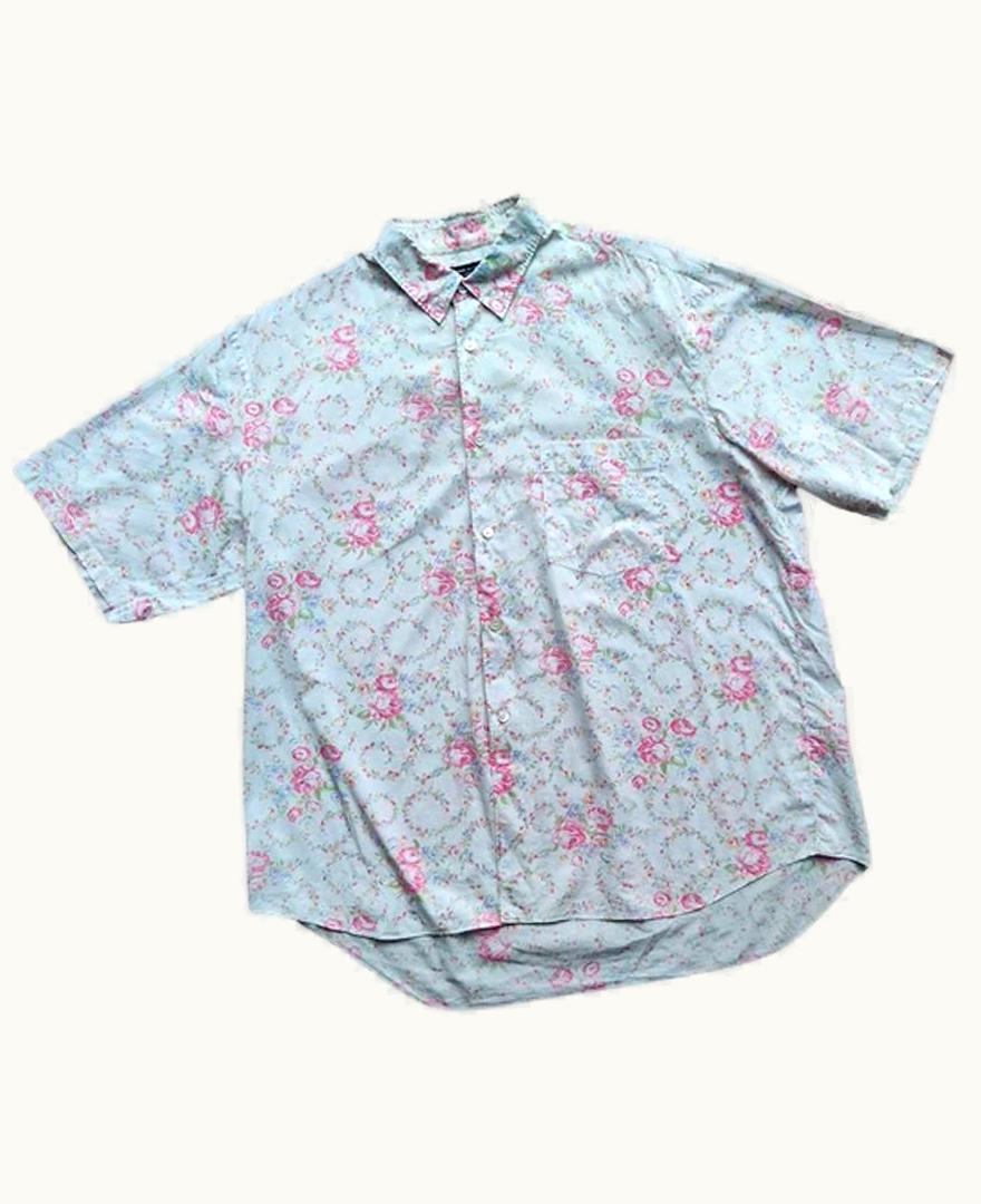 Comme Des Garçons Homme Plus Comme Des Garçons Homme Plus Floral Button Up Short Sleeve Linen Shirt S/S 1990