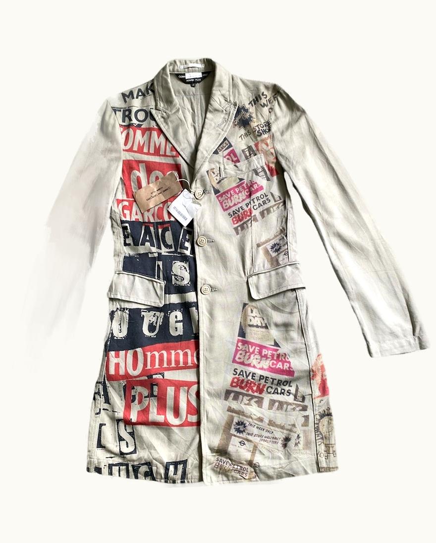 Comme Des Garçons Homme Plus Comme Des Garçons Homme Plus Newspaper Headline Overcoat A/W 2008