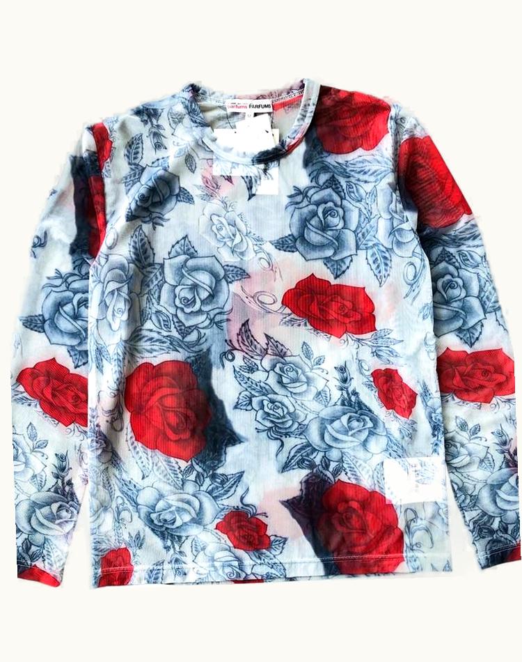Comme Des Garçons Homme Plus Comme Des Garçons Homme Plus Rose Tattoo Print Mesh Top S/S 2019