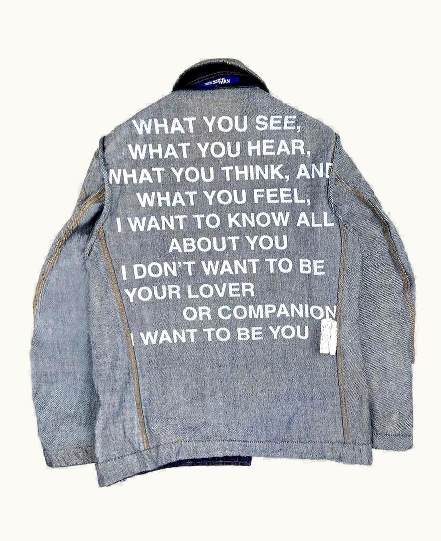 Junya Watanabe Junya Watanabe “to Be You” Poem Reversible Denim Jacket S/S 2002