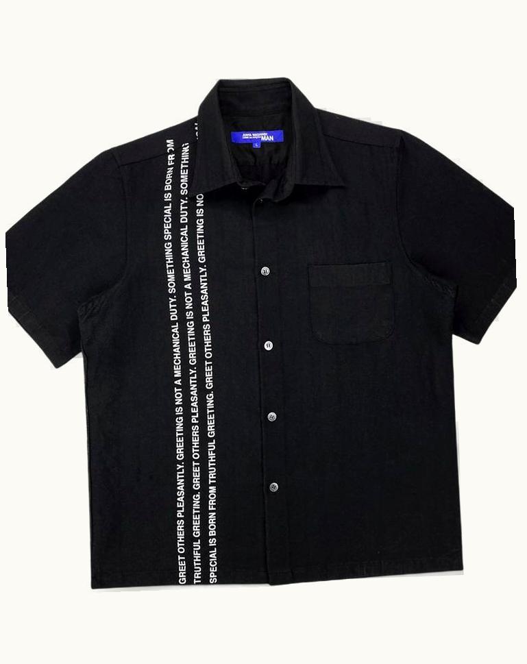 Junya Watanabe Junya Watanabe “greet Others Pleasantly” Poem Button Up Shirt S/S 2002