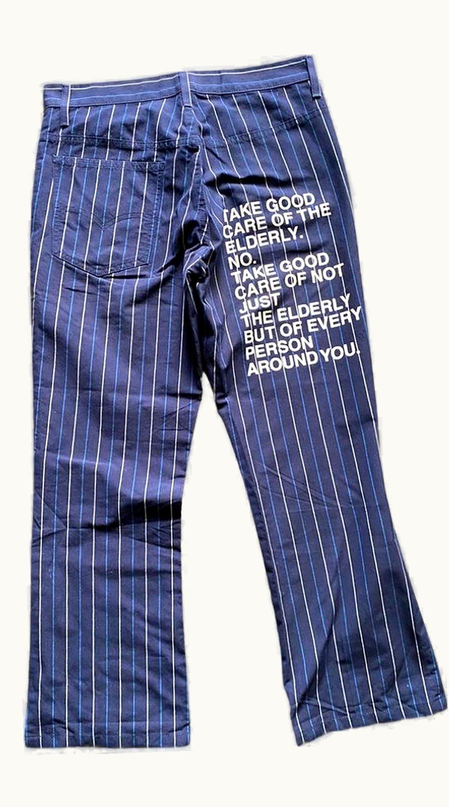 Junya Watanabe Junya Watanabe Pinstripe Poem Pants S/S 2002