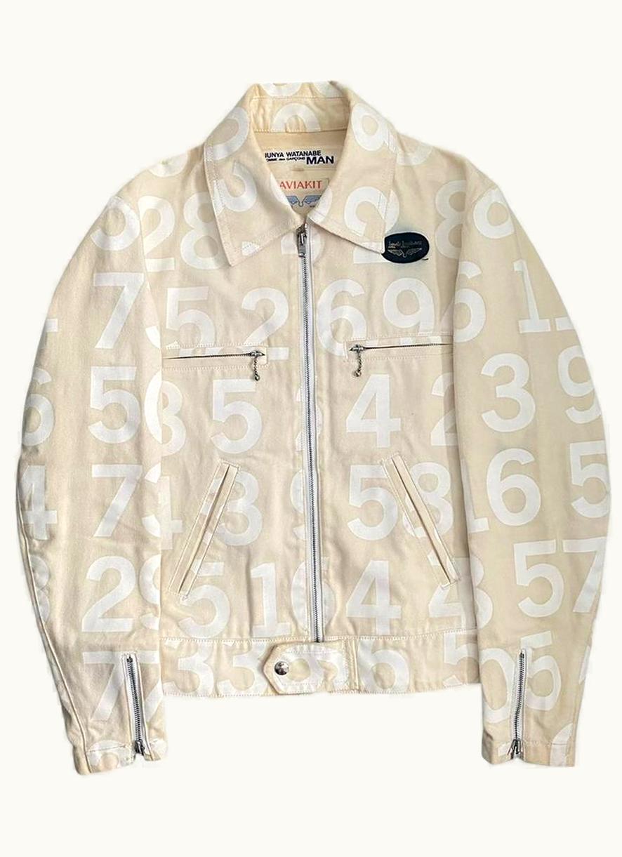 Junya Watanabe Junya Watanabe Poem Cream Number Print Jacket S/S 2003
