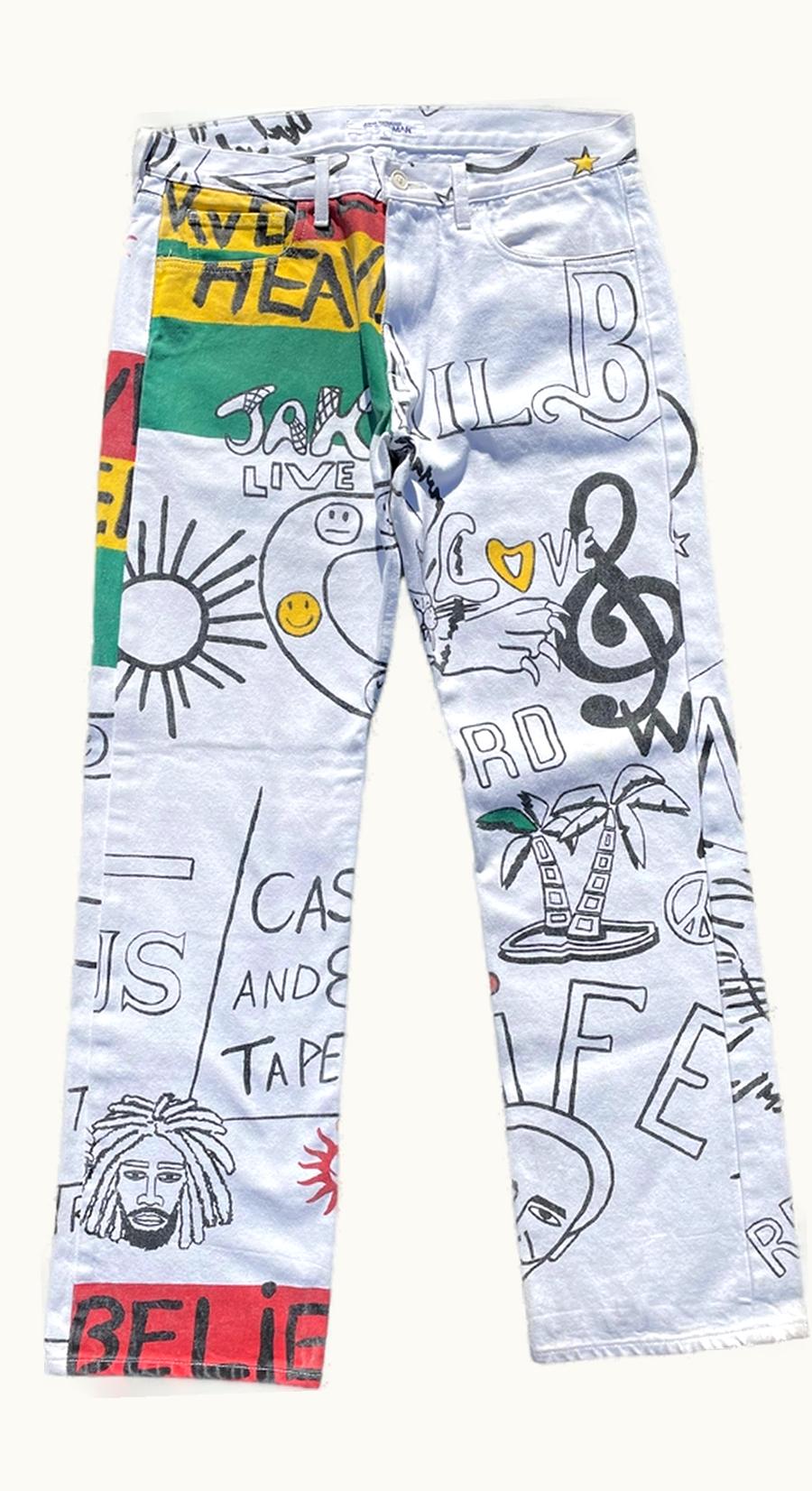 Junya Watanabe Junya Watanabe Reggae Graffiti Print Denim Jeans S/S 2003