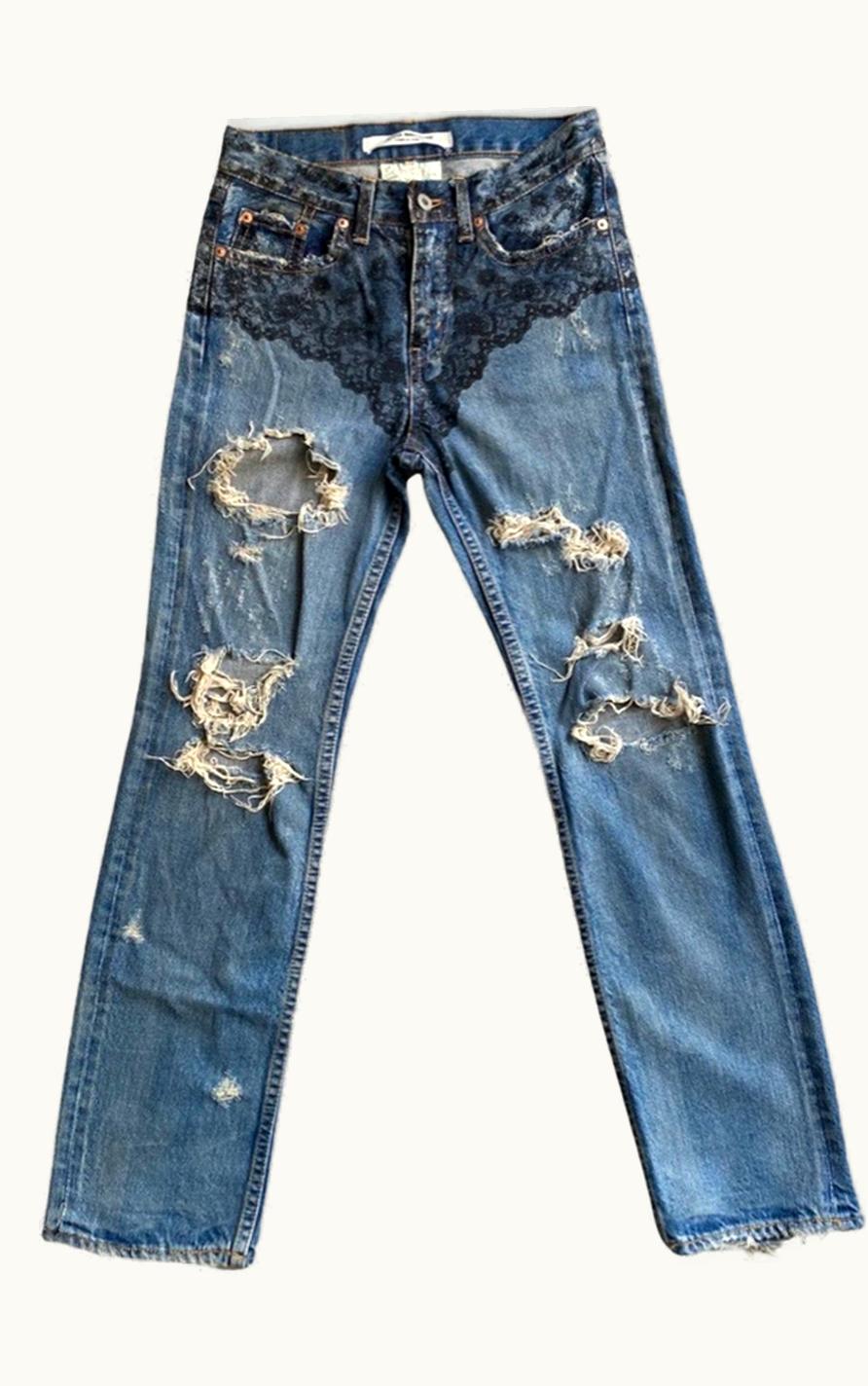 Junya Watanabe Junya Watanabe Floral Crash Distressed Jeans A/W 2005 UZ1089410