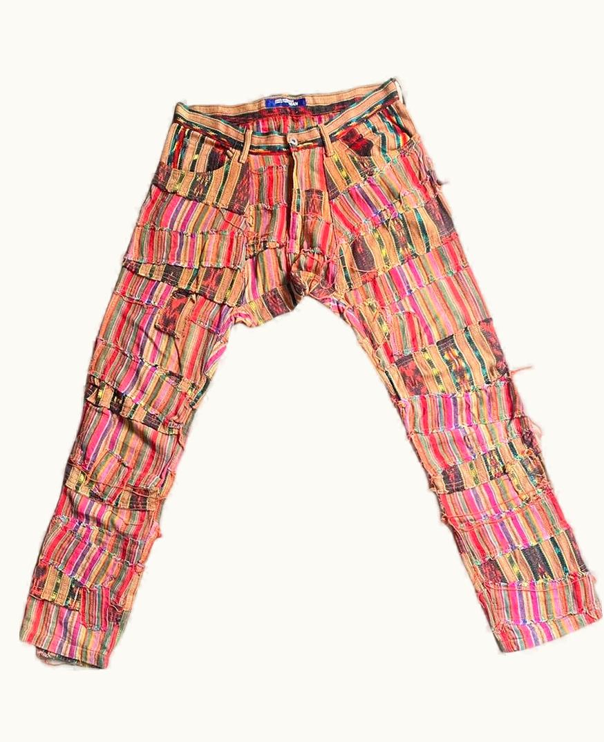 Junya Watanabe Junya Watanabe Native Stripes Patchwork Drop Crotch Pants S/S 2005