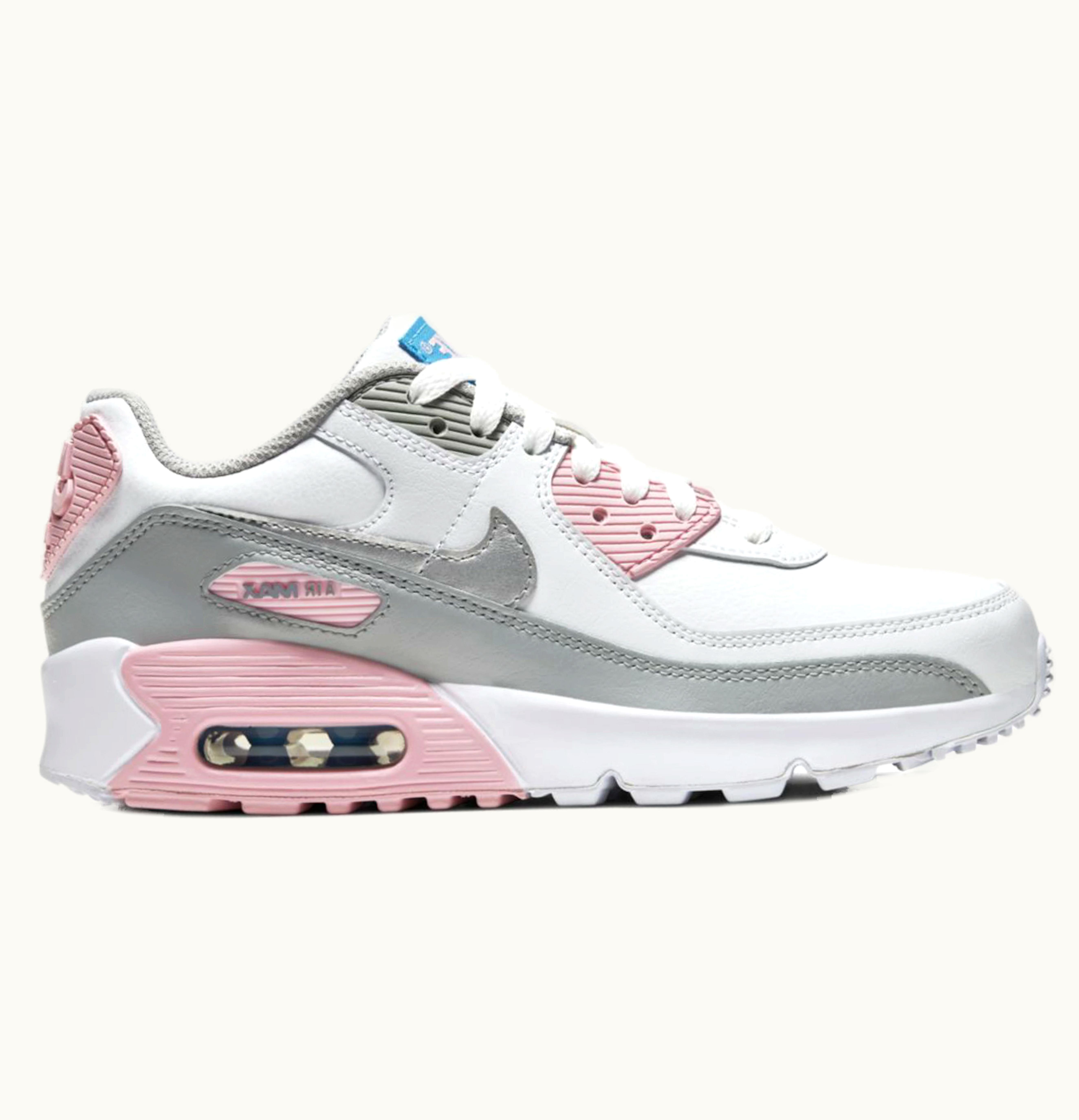 Nike Nike Air Max 90 Leather Metallic Silver Pink GS
