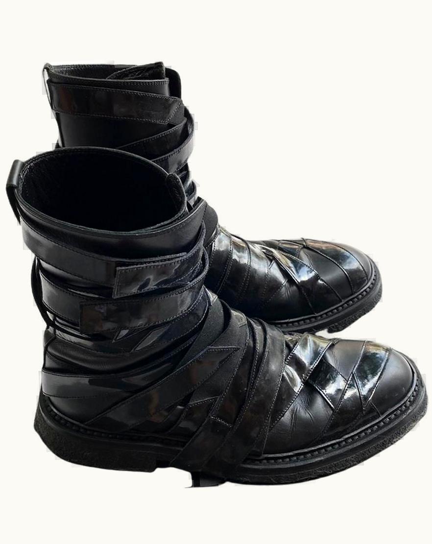 Dior Homme Dior Homme Lumière Du Nord Black Patent Velcro Leather High Tops A/W 2008