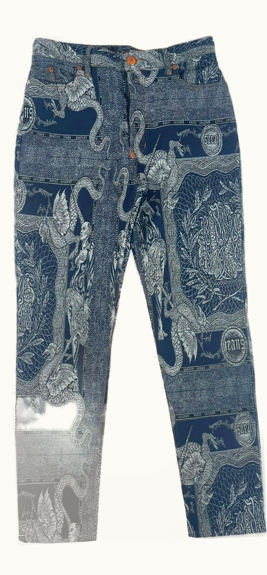 Jean Paul Gaultier Jean Paul Gaultier Dragon Slayer Jacquard Tattoo Denim Jeans A/W 1994