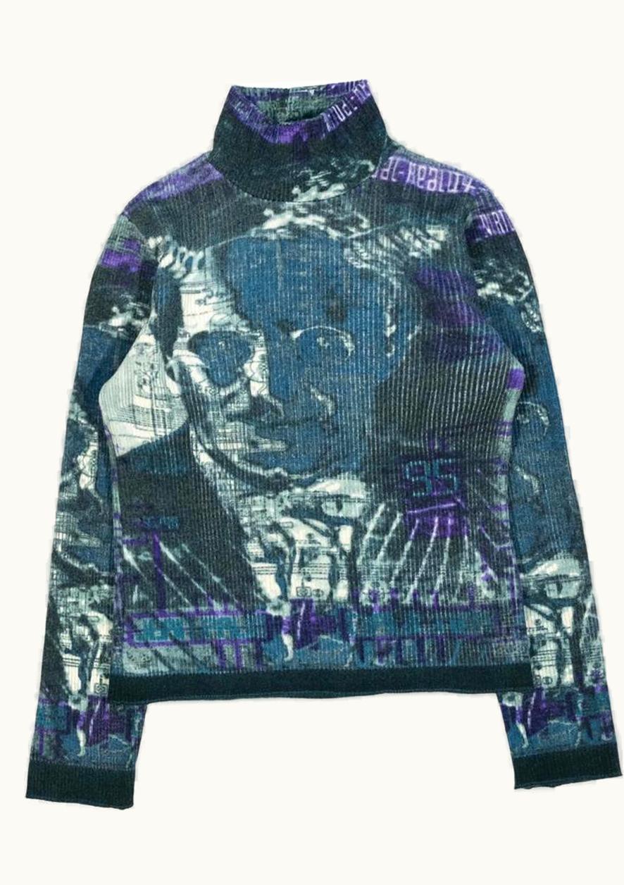 Jean Paul Gaultier Jean Paul Gaultier Virtual Reality Mock Neck Sweater A/W 1995