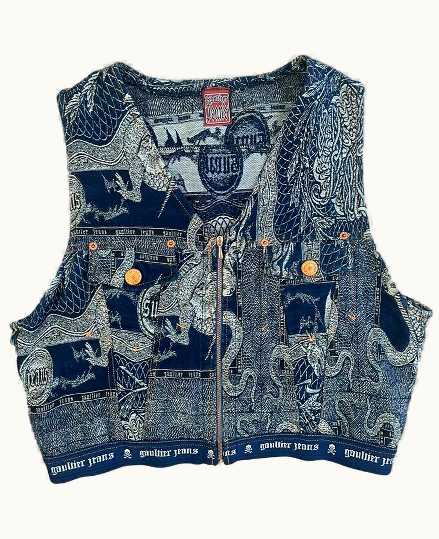Jean Paul Gaultier Jean Paul Gaultier Dragon Slayer Jacquard Denim Vest S/S 1995