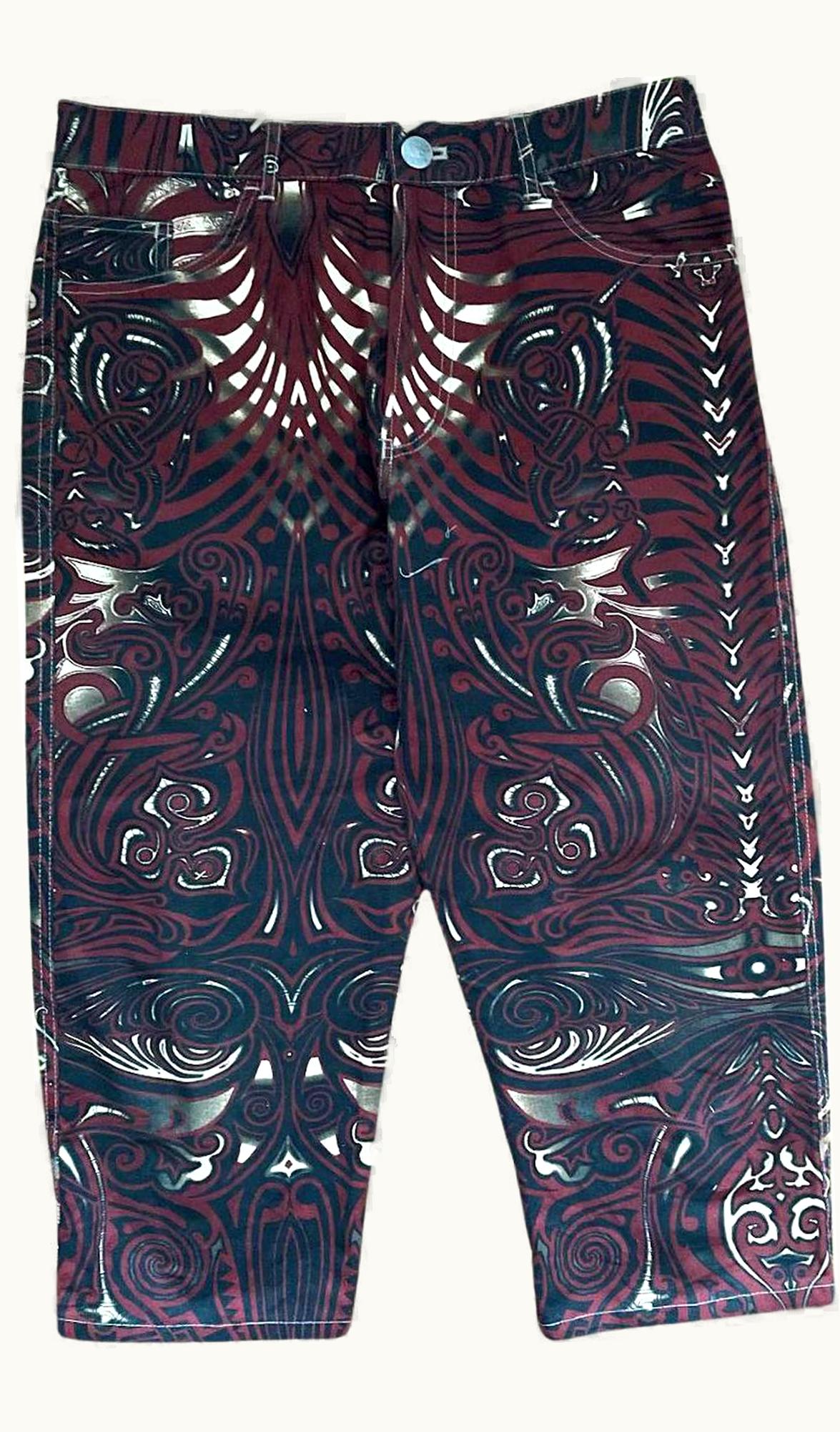 Jean Paul Gaultier Jean Paul Gaultier “cyberbaba” Tribal Print Cropped Denim S/S 1996