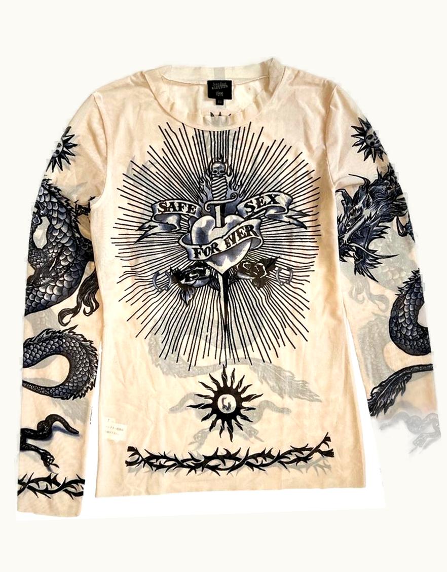 Jean Paul Gaultier Jean Paul Gaultier Safe Sex Forever Mesh Long Sleeve S/S 1996