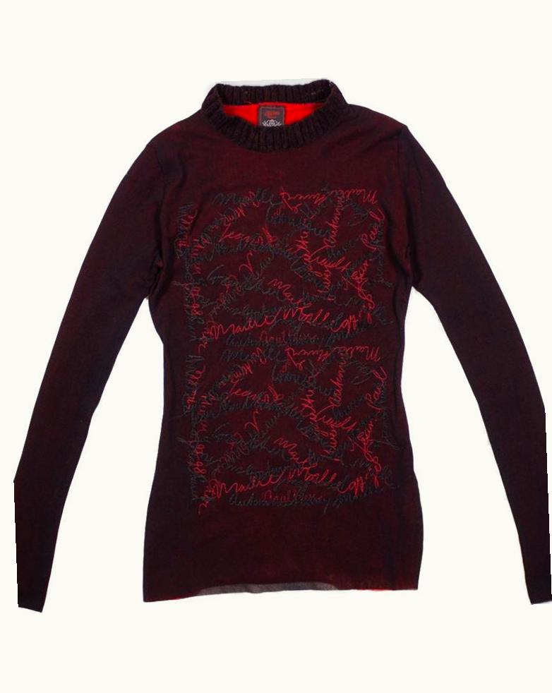 Jean Paul Gaultier Jean Paul Gaultier Double Lined Embroidered Signature Top S/S 1997