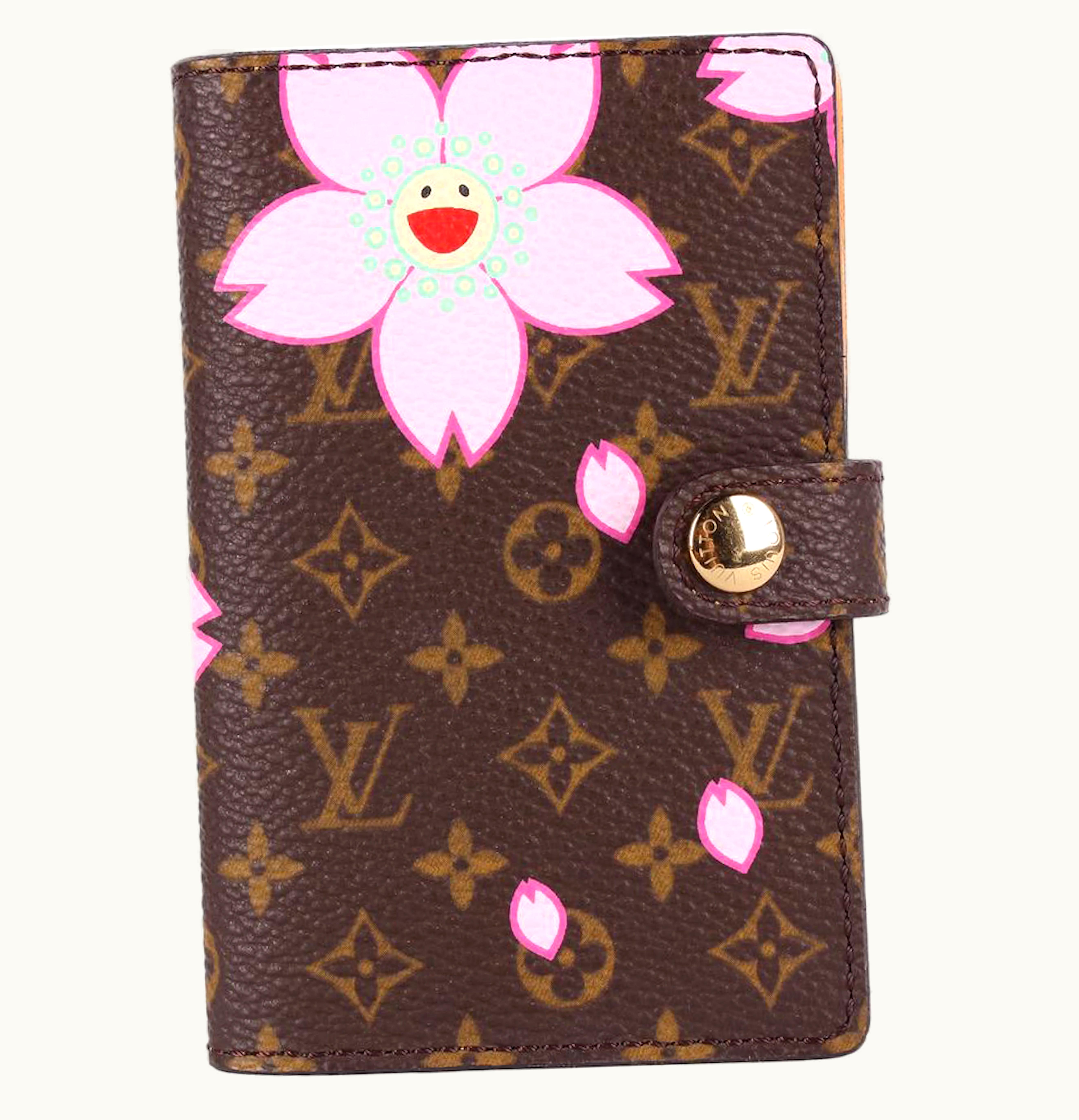 Louis Vuitton Louis Vuitton x Takashi Murakami Cherry Blossom Address Book Credit Card Wallet Pink