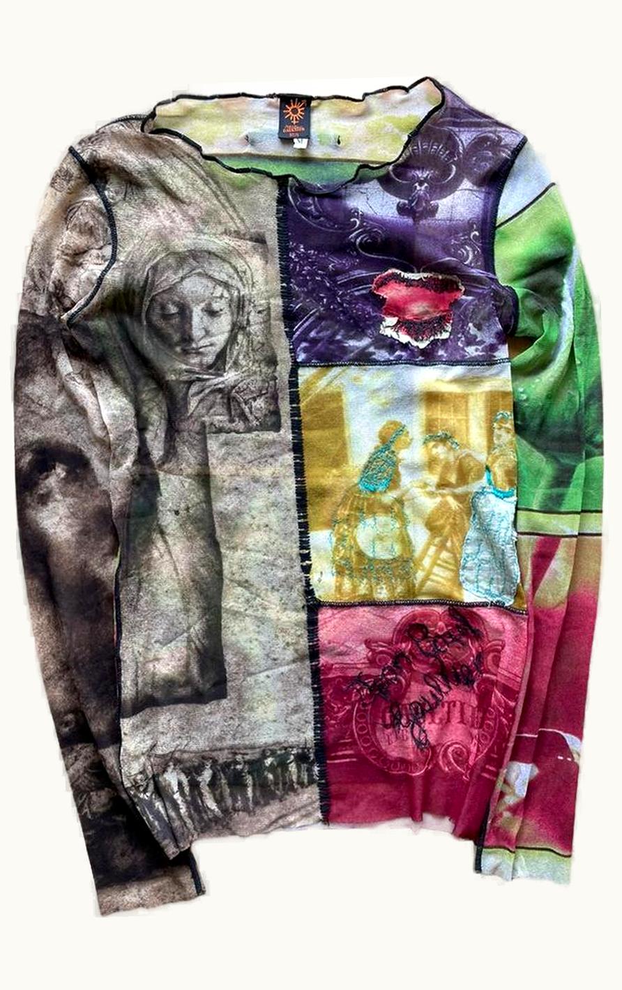 Jean Paul Gaultier Jean Paul Gaultier Patchwork Painting Mesh Long Sleeve S/S 1998