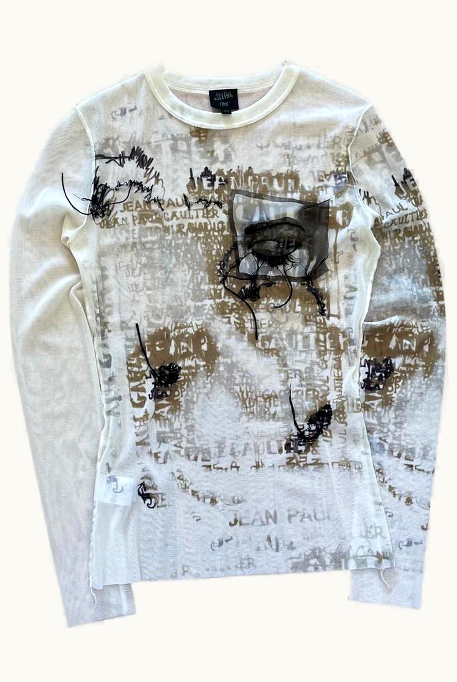 Jean Paul Gaultier Jean Paul Gaultier Faces Mesh Long Sleeve Top S/S 2001