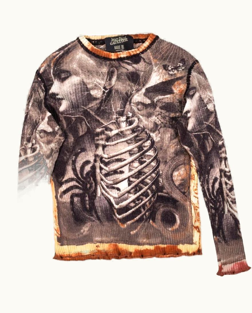 Jean Paul Gaultier Skeleton Rib Knit Long Sleeve Top A/W 2003