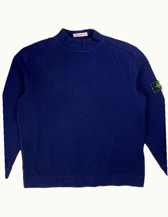 Stone Island Stone Island Navy Ribbed Mock Neck Jumper A/W 1999