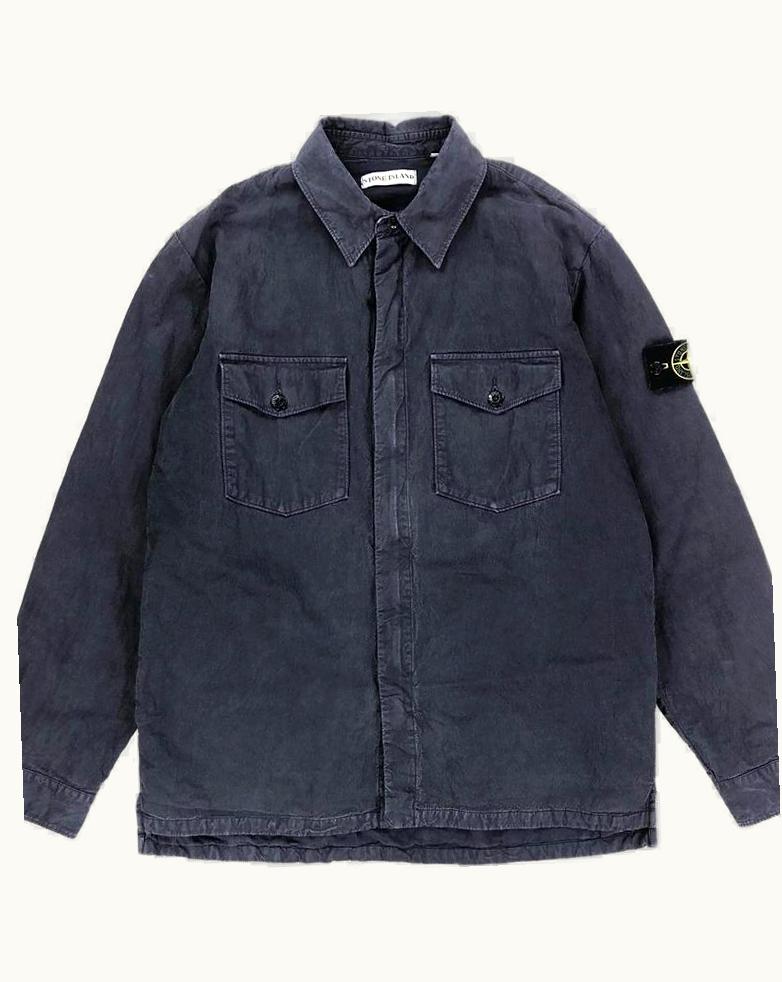 Stone Island Stone Island Navy Brushed Cotton Zipped Overshirt A/W 2001