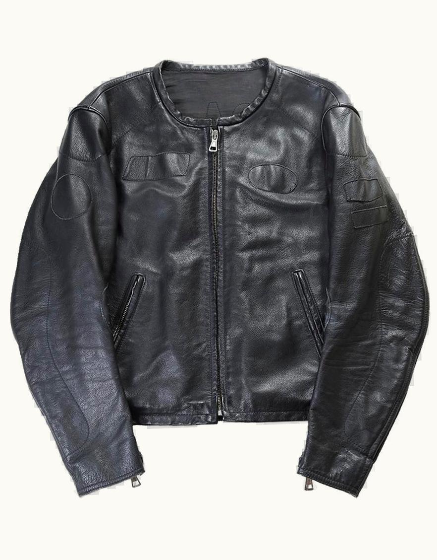 Maison Margiela Maison Margiela Black Patched Cafe Racer Leather Jacket S/S 2002