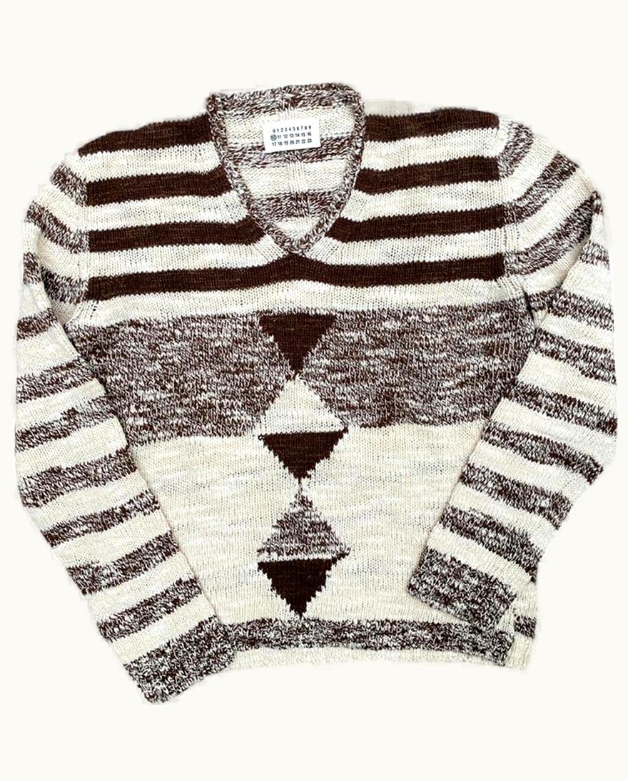 Maison Margiela Maison Margiela Striped V-Neck Sweater A/W 2007