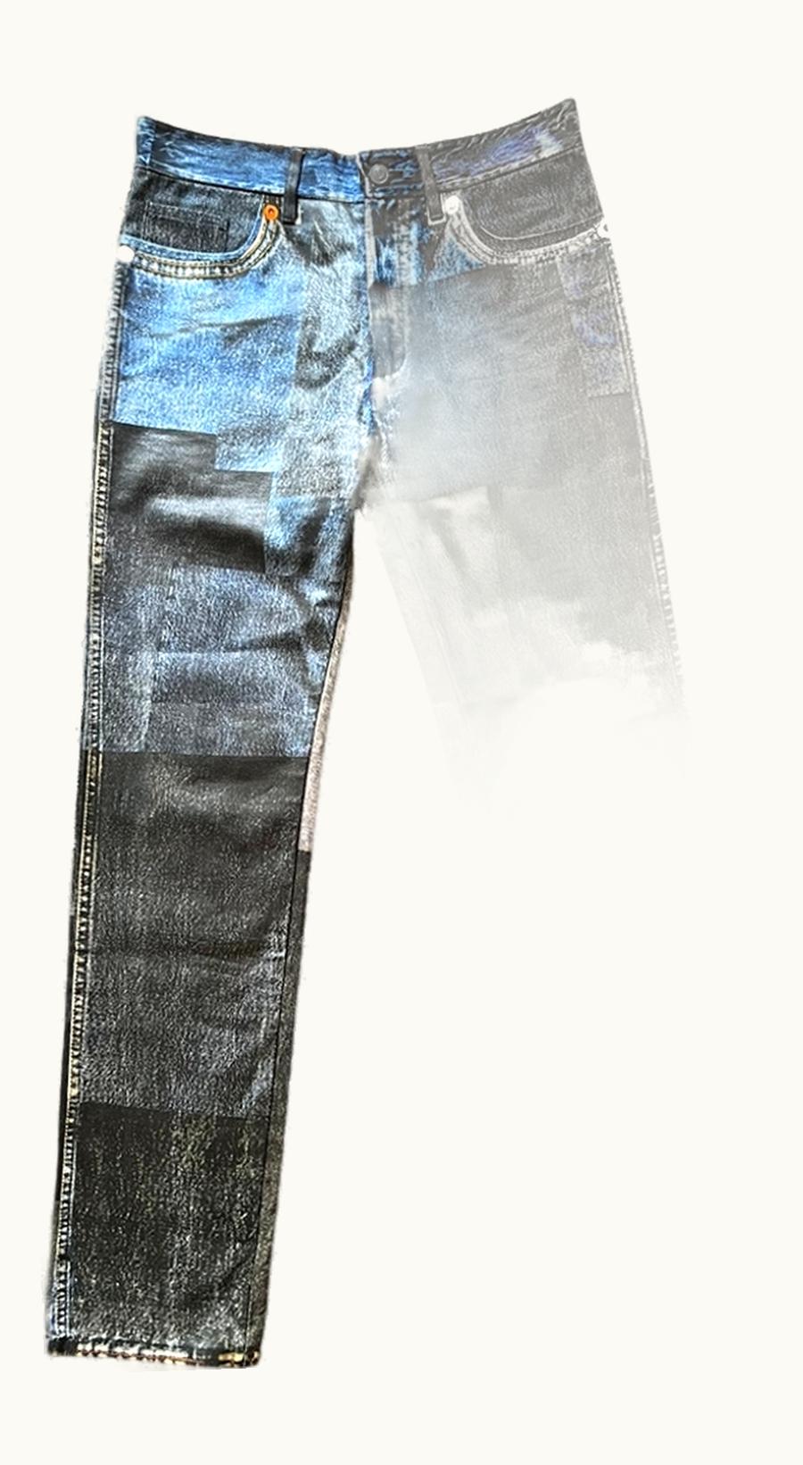 Maison Margiela Maison Margiela Trompe L’oiel Patchwork Denim Print Trousers S/S 2012