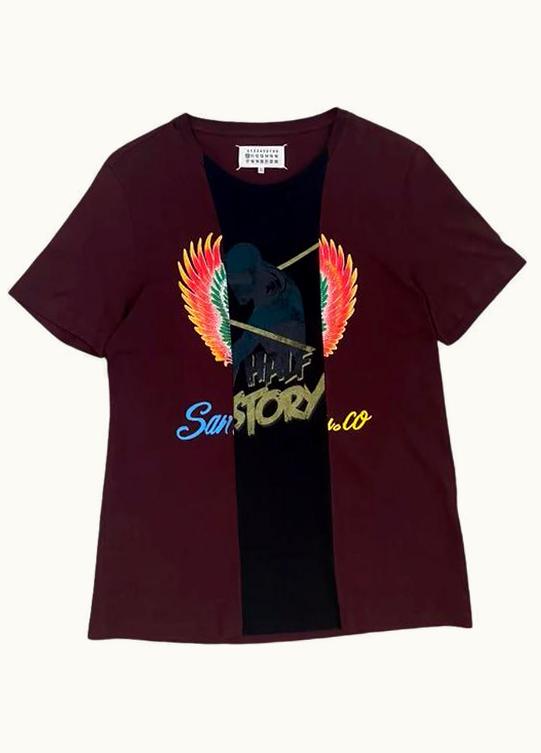 Maison Margiela Maison Margiela Reconstructed Burgundy Graphic Tee A/W 2017