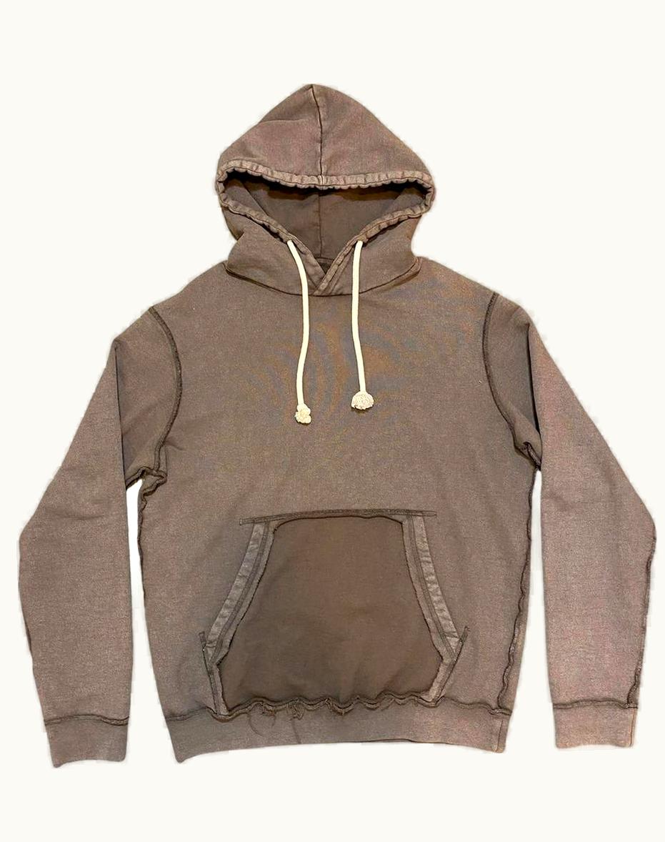 Maison Margiela Maison Margiela Cut Out Pocket Distressed Brown Hoodie A/W 2019