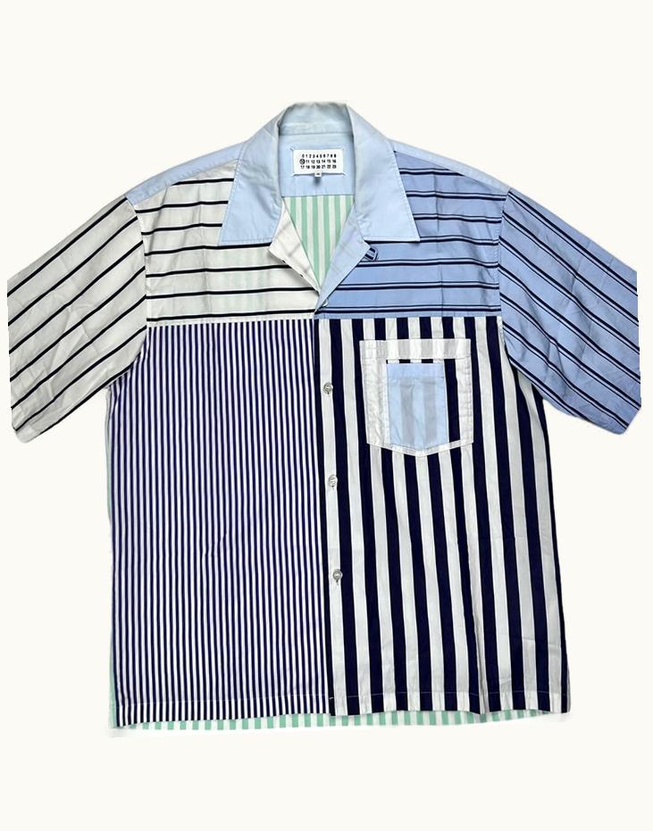 Maison Margiela Maison Margiela Striped Patchwork Button Up Shirt S/S 2019