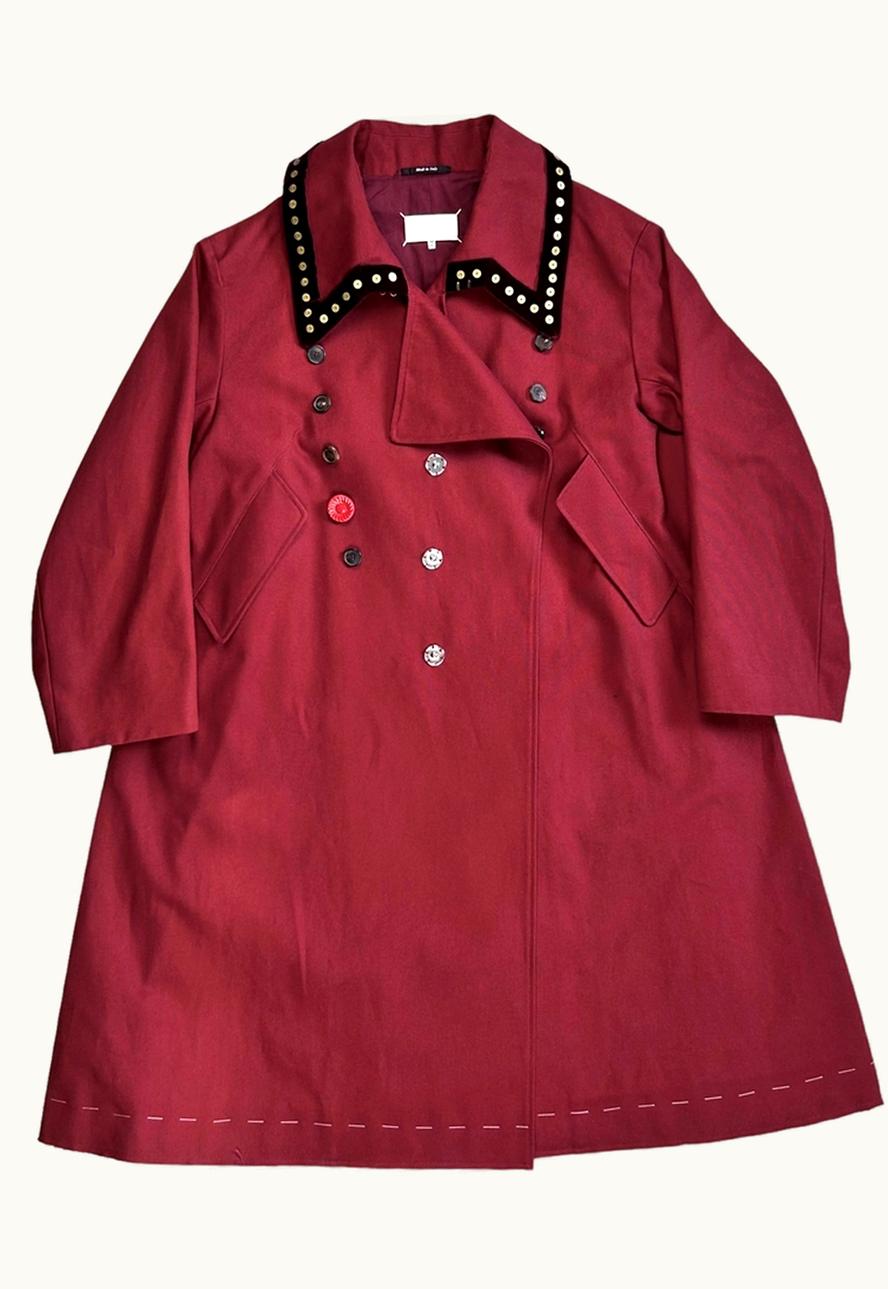 Maison Margiela Studded Double Breasted Chenile Overcoat A/W 2020