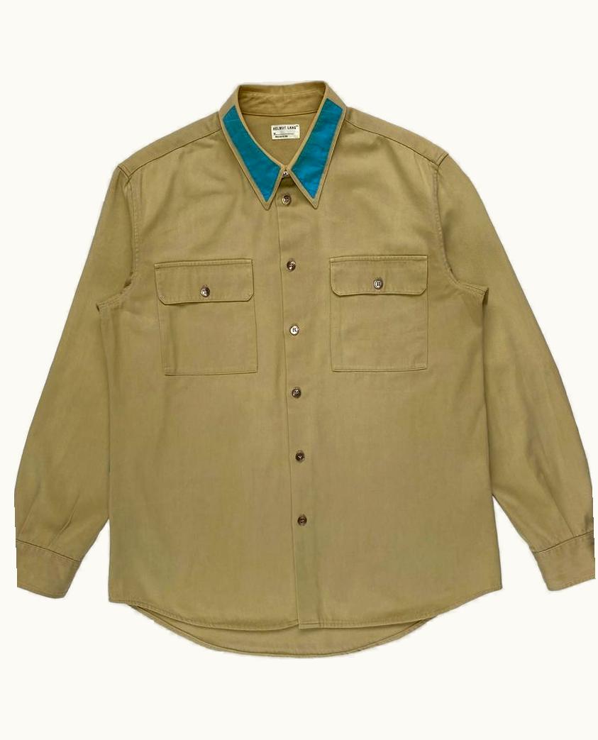 Helmut Lang Helmut Lang Workwear Shirt With Contrast Collar And Back Stripe S/S 1997