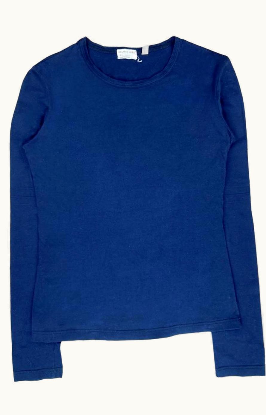Helmut Lang Helmut Lang Cut Out Navy Blue Long Sleeve T-Shirt A/W 1998