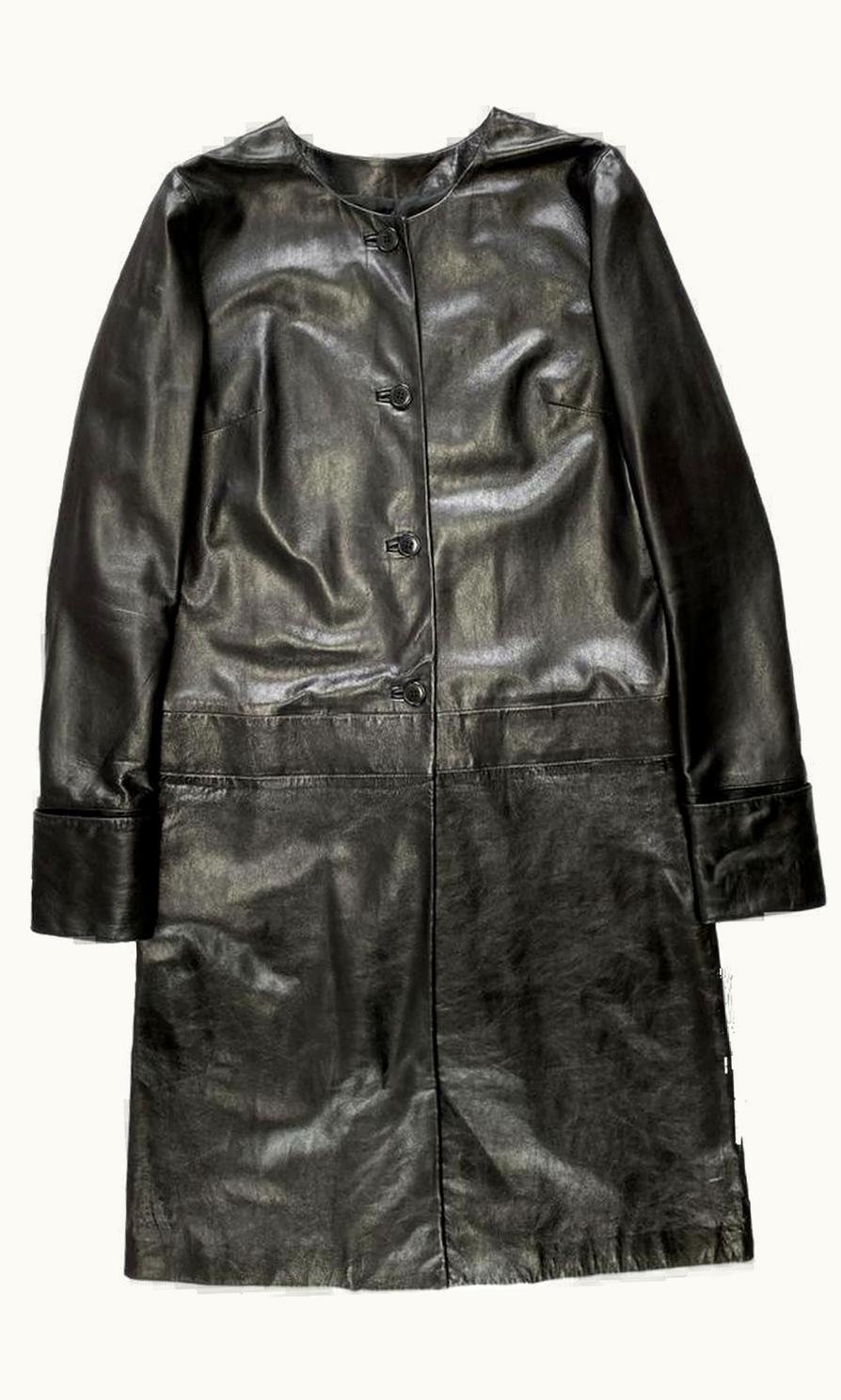 Helmut Lang Helmut Lang Rounded-Collar Leather Trench-Dress S/S 2001