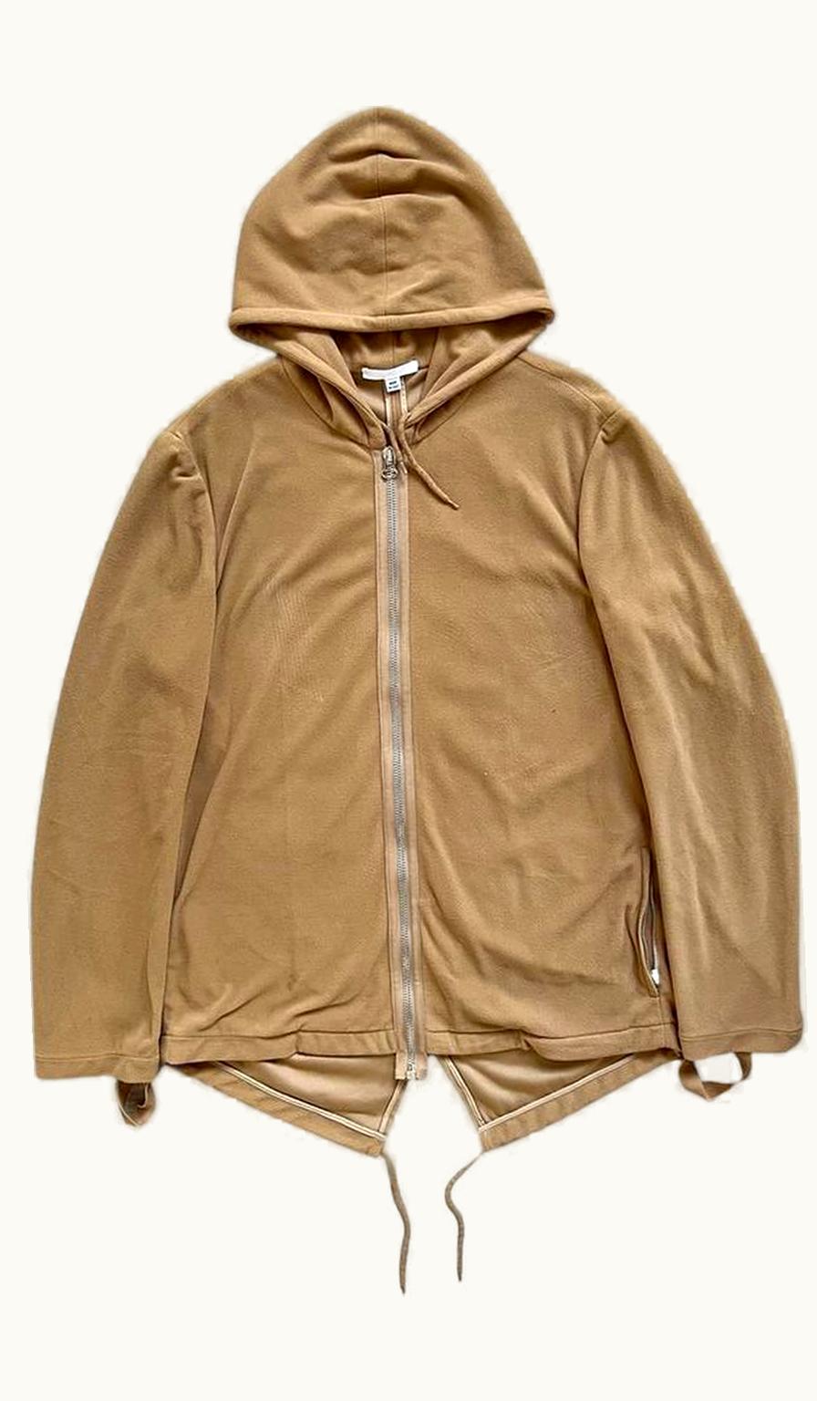 Helmut Lang Beige Fleece Fishtail Zip Hoodie A/W 2004