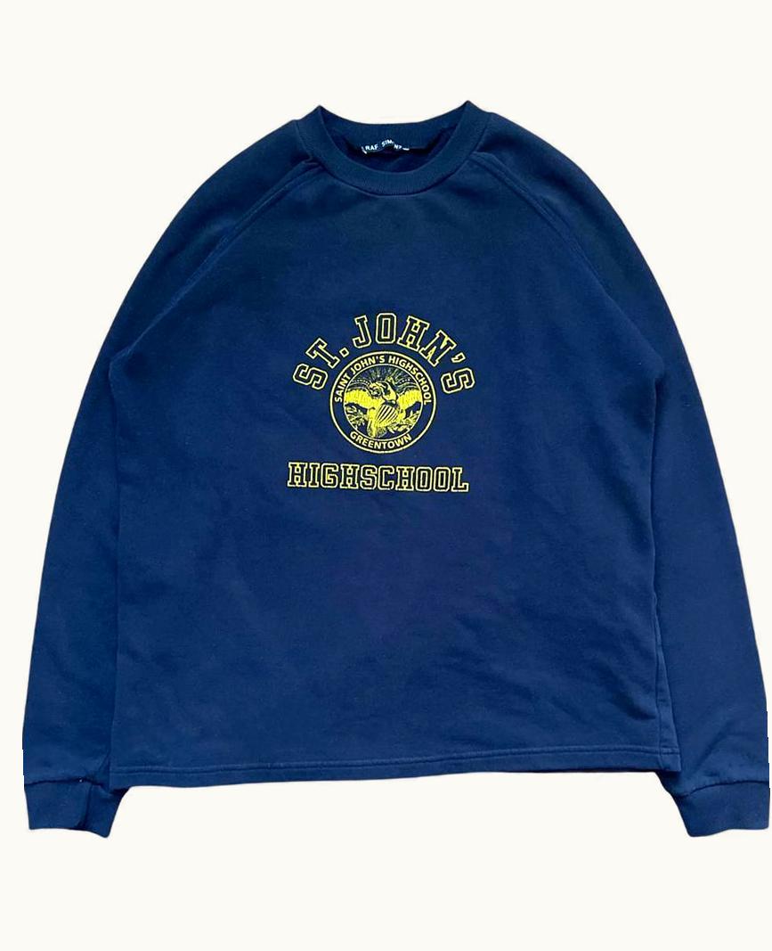 Raf Simons Raf Simons St. John’s Highschool Raglan Sleeve Navy Crewneck A/W 1997