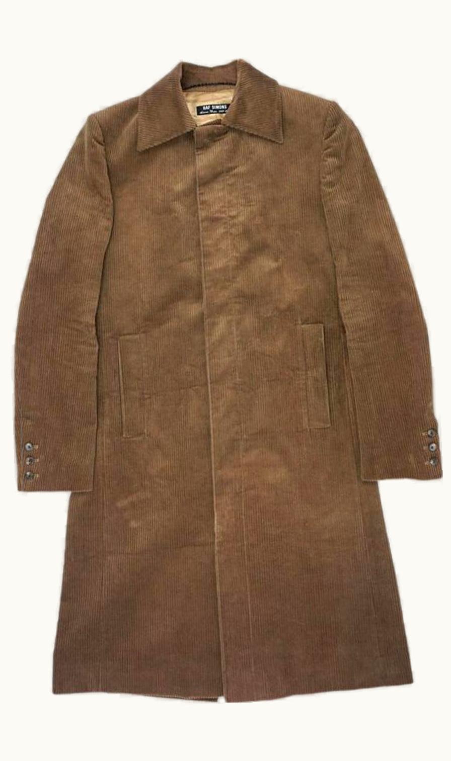 Raf Simons Raf Simons “riot! Riot! Riot!” Corduroy Trench Overcoat A/W 2001