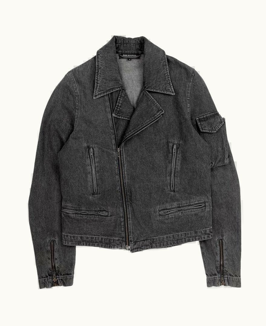 Raf Simons Raf Simons “history Of The World” Ma-1 Biker Denim Jacket S/S 2005