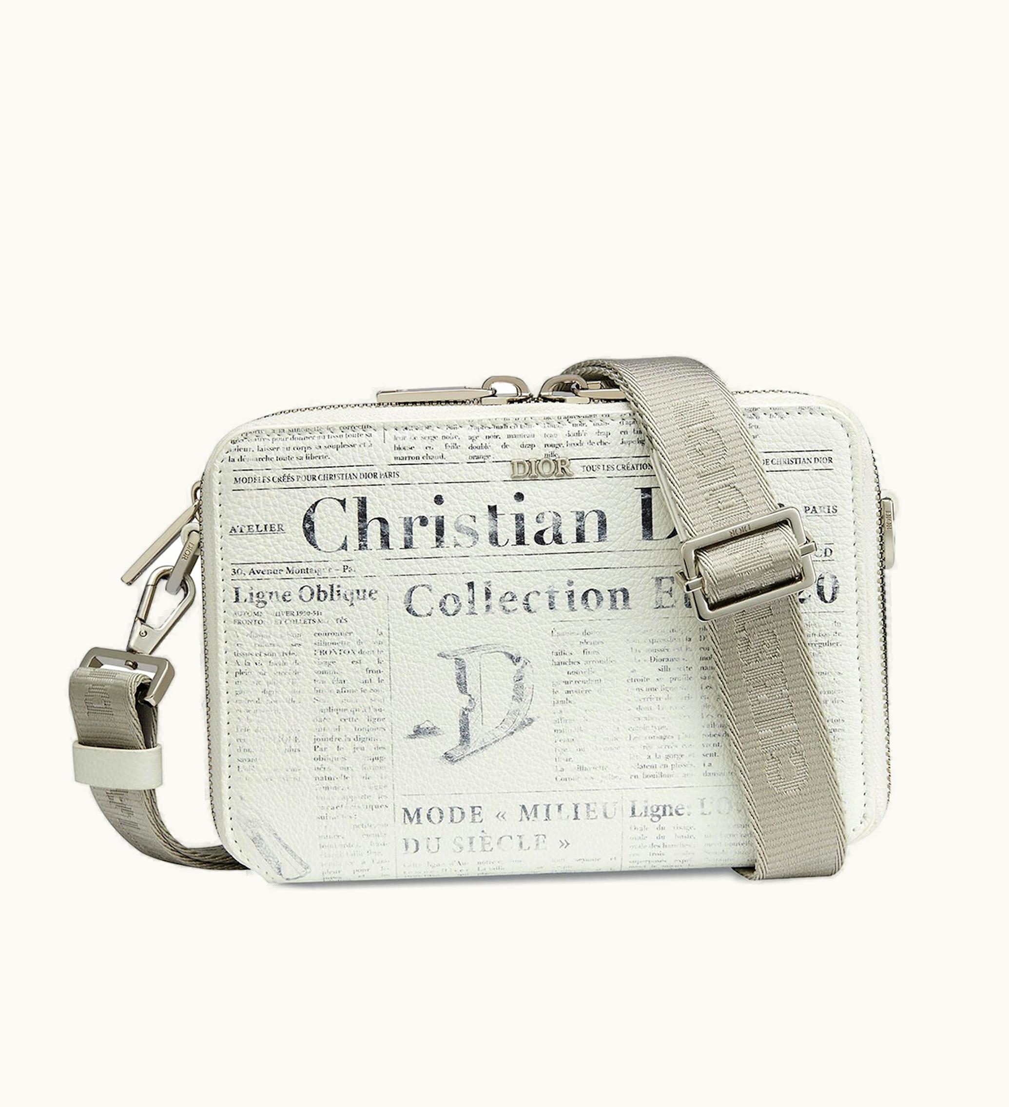 Dior Dior x Daniel Arsham Wallet On Strap Newspaper Print White
