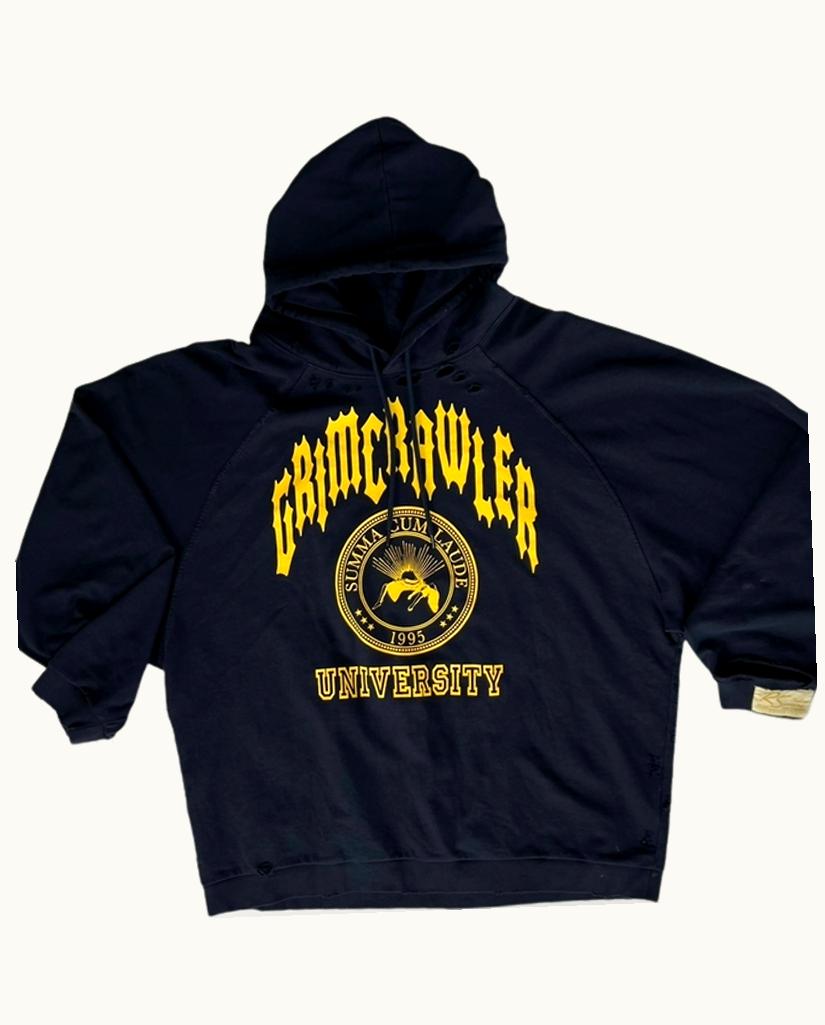 Raf Simons Destroyed Oversized Grimcrawler University Hoodie S/S 2022
