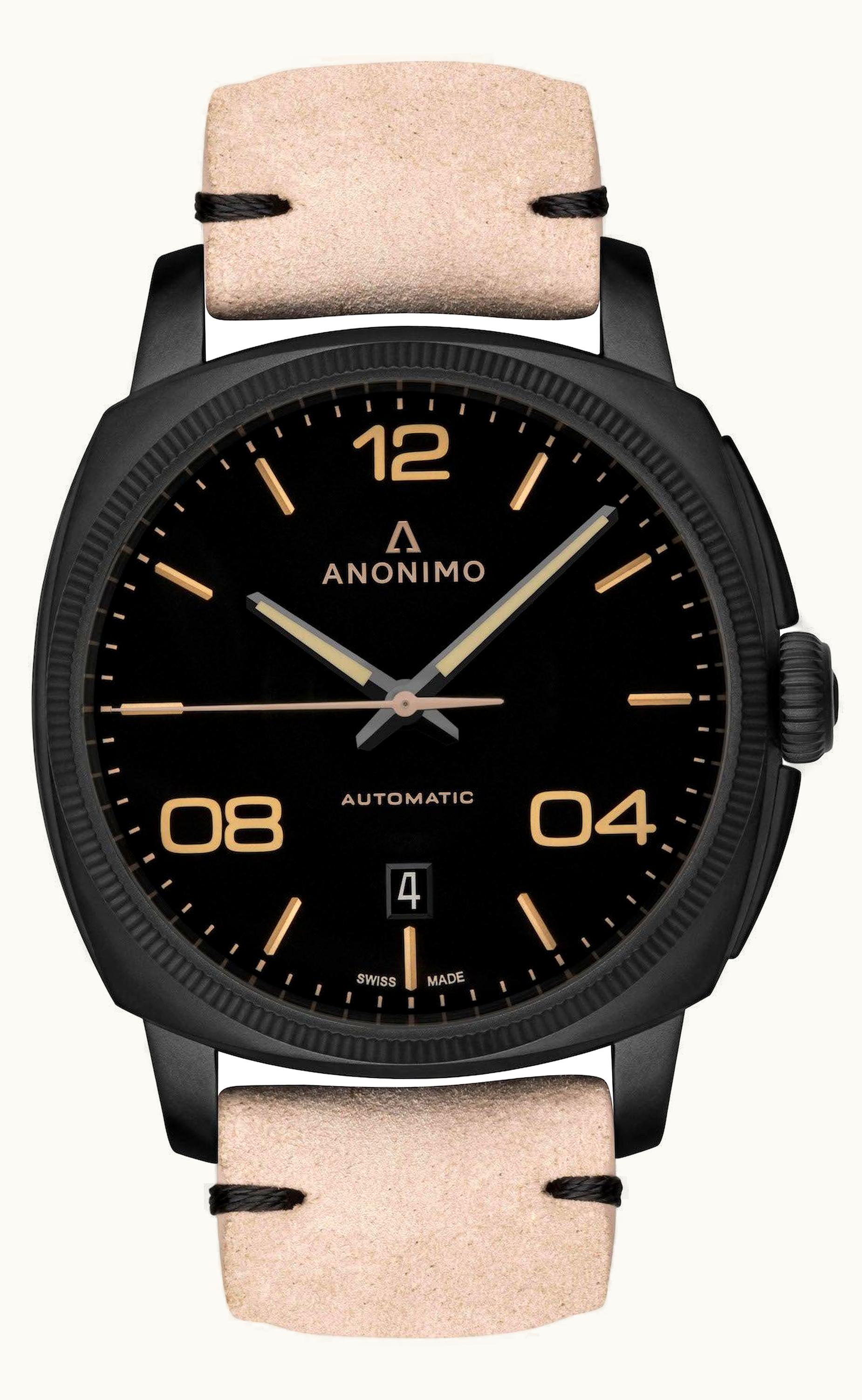 Anonimo Epurato Automatic Stainless Steel / DLC / Black / Leather