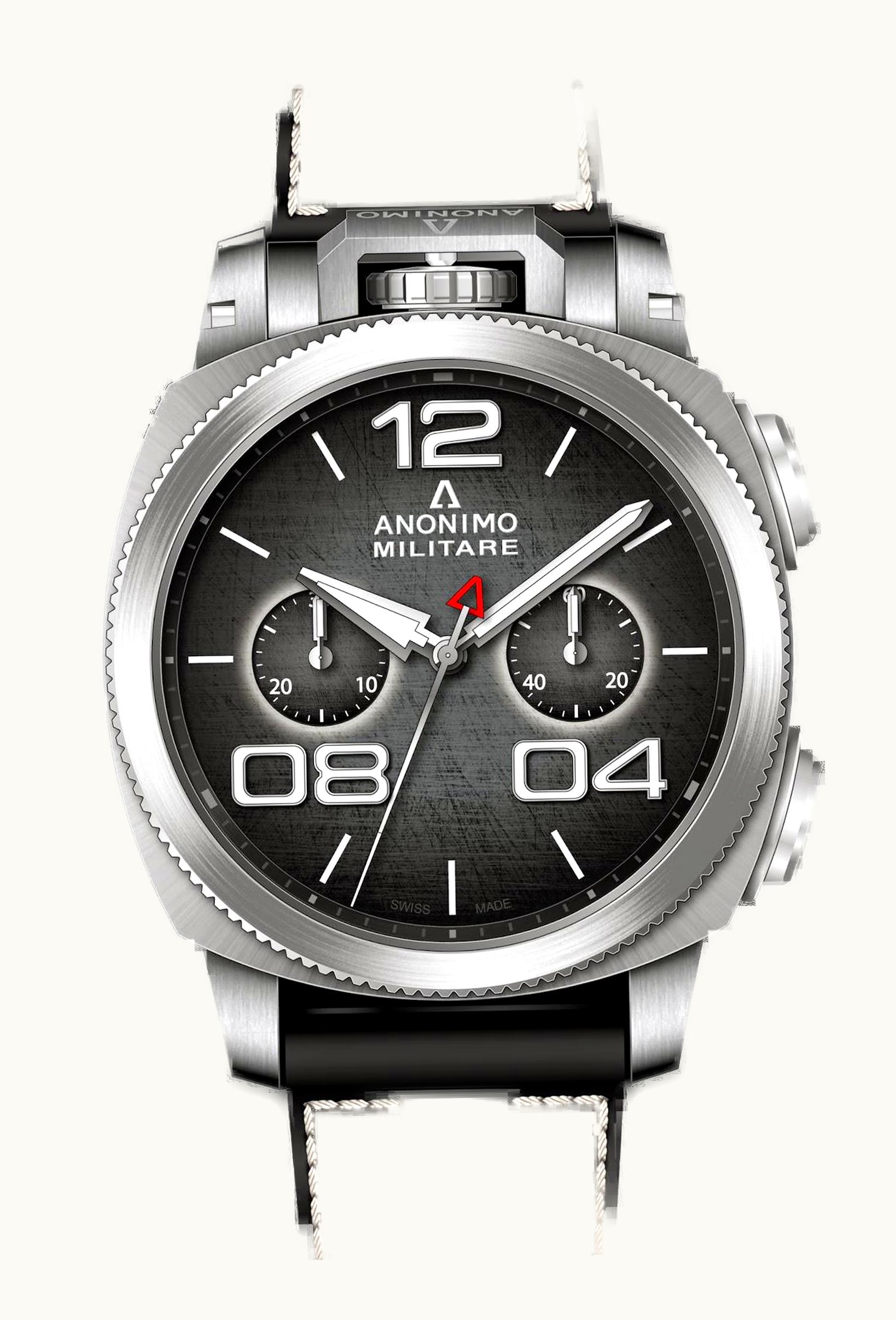 Anonimo Militare Chrono Stainless Steel / Black / Leather
