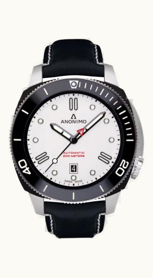 Anonimo Nautilo Automatic Stainless Steel / DLC / White / Leather