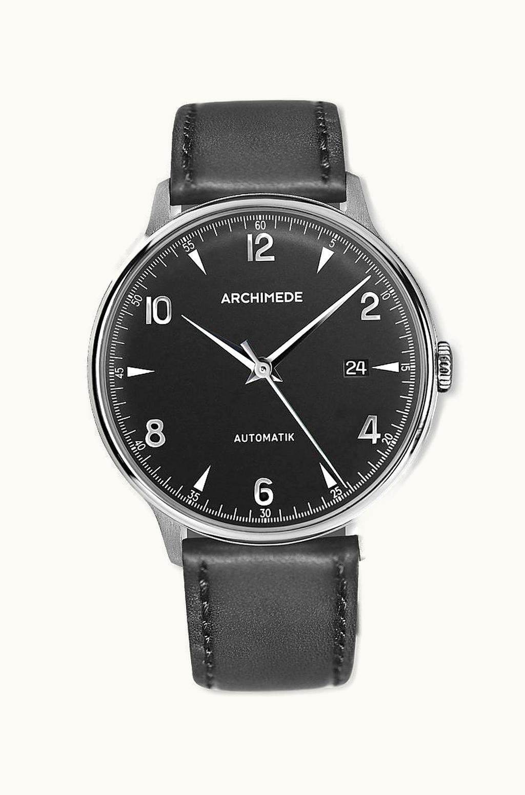 Archimede 1950-2 Stainless Steel / Silver / Black Leather