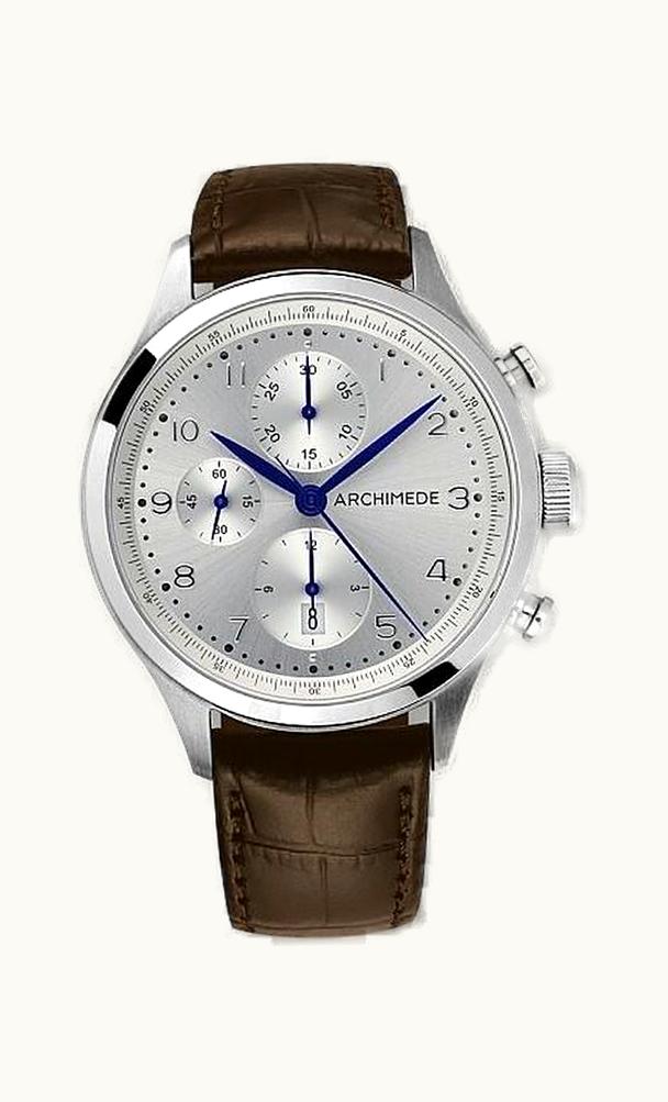 Archimede Klassik Chronograph Stainless Steel / Silver / Leather